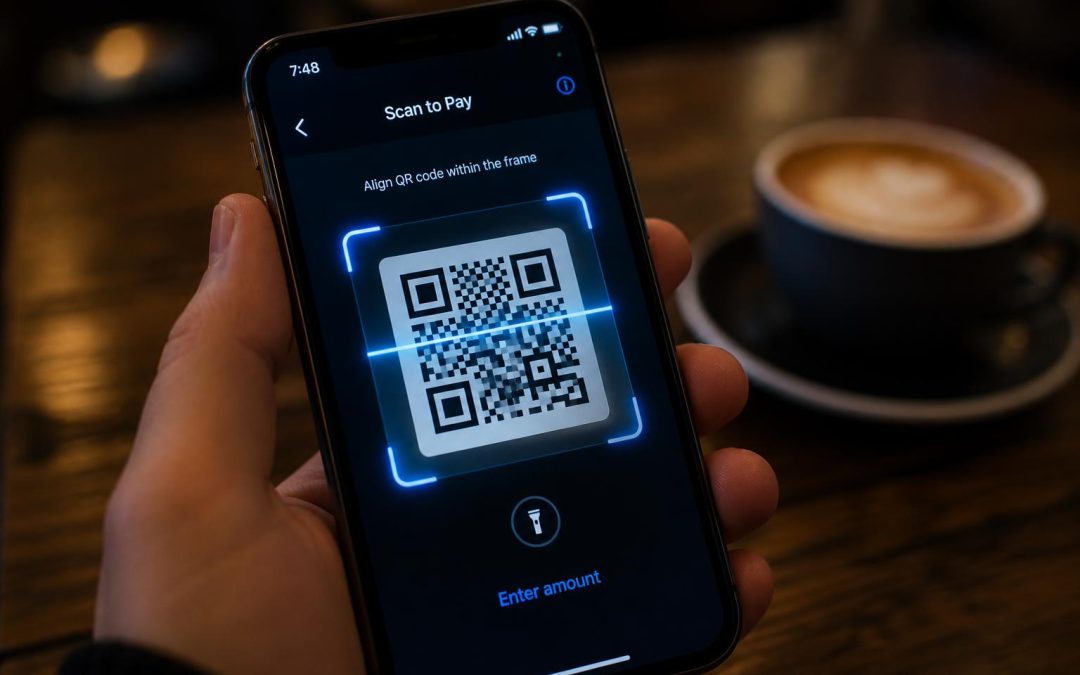 Ilustrasi transaksi QRIS di layar smartphone